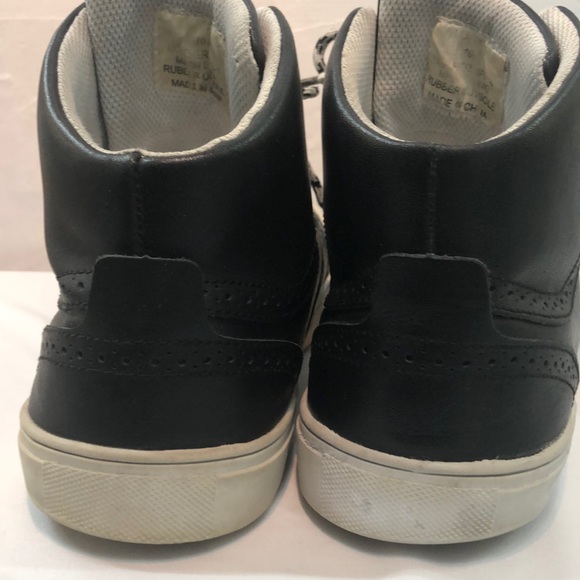 Steve Madden Black Leather High Top Sneakers 10.5 - Picture 4 of 7